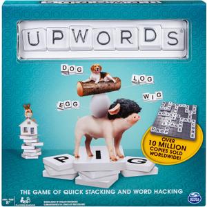 Spin Master Games, Upwords, Classic Word Game with Stackable Letter Tiles, Family Board Game, Crossword Activity, 1-4 Players, for Ages 8 & Up