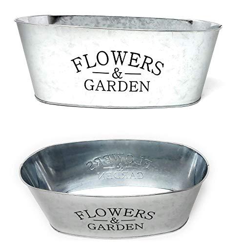 JGT Mini Metal Farmhouse Oval Shaped Garden Planter ''Flowers