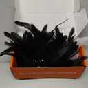 2025 New Masquerade Mask for Women with Stick - Shiny Women's Feather Mardi Gras Venetian Mask for Costume Accessory (Black)