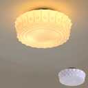 FCTWAKS Schoolhouse Ceiling Light Fixture, 13.8" Milk Glass Semi Flush Mount Mid Century Vintage Ceiling Light for Bedroom Hallway Kitchen, E26 Base Bulb Included, White