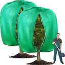 2pcs Huge Plant Covers Freeze Protection, 95"x83" Winter Tree Cover with Zipper Drawstring Thickened Frost Blanket Cloth Outside Plants Wrap Bag Garden Covers for Potted Plant Shrubs Flower Fruit Tree