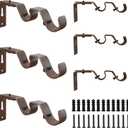 Double Curtain Rod Brackets, Heavy Duty, Bronze, 6 Pcs, Fits 3/4 & 5/8 Inch Rods, Wall Mount