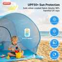 Baby Beach Tent Extra Large Pop Up Baby Tent with UV Protection - Spacious Family Sun Shelter for Parent & Child, Portable Beach Essentials (Blue, 53.1" x 36.6" x 37.4")