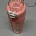 24 oz Glass Water Bottles with 2 Lids-Handle Spout Lid & Straw Lid, Motivational Water Bottle with Time Marker and Silicone Sleeve,Leakproof-Pink-1 Pack