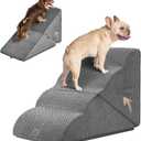 EHEYCIGA Curved Foldable Dog Stairs Ramp for High Beds 19.7" H, 4-Step Dog Steps for Small Dogs and Cats, Pet Stairs for High Bed Climbing, Non-Slip Balanced Pet Step Indoor, Grey
