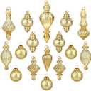 Mercury Glass Christmas Ornaments Silver Hanging Balls with Different Shapes for Xmas Tree Decor, Vintage Finials Luxury Christmas Decoration Hanging Bauble for Neutral Holiday Winter Wedding-Set Of 17