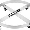 55-Gallon Drum Dolly - Heavy-Duty Steel Dolly with Cross Braces and 4 Caster Wheels  1,000-Pound Capacity by Pentagon Tools (Light Gray)