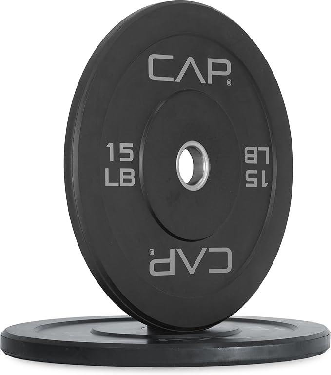 CAP Barbell Rubber Olympic Bumper Plate | Multiple Options/Colors (15lbs - Pair)