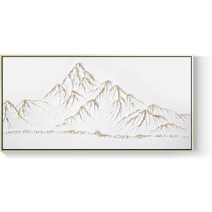 White and Gold Framed Paintings Textured Wall Art - 3D Mountain 100% Hand Painted Canvas Home Decor 48x24 Large Horizontal Contemporary Artwork Decoration for Living Room Bedroom White and Gold Framed Paintings Textured Wall Art - 3D Mountain 100% Hand Painted Canvas Home Decor 48x24 Large Horizontal Contemporary Artwork Decoration for Living Room Bedroom