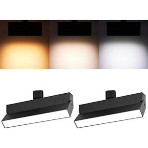 VANoopee 3-Color Dimmable LED Track Lighting Heads H Type Bright Track Light Heads Ceiling Spotlight Fixtures for Kitchen, 3000K 4000K 5000K, Flood Wide Beam 100°, Flicker Free CRI90+ Black 24W 2 Pack