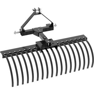 50 Inch Landscape Rake for Tractor,Heavy Duty Rock Rake for Compact Tractors with 18 Steel Tines,for Garden,Farm,Grass