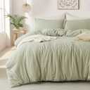 MILDLY Super Soft Duvet Cover - 100% Washed Microfiber October Mist Sage Comforter Cover Set 3 Pieces with Zipper Closure & Corner Ties (No Comforter) (Super King (108"x98"))