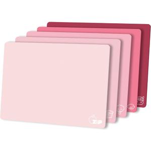 ZVP Flexible Plastic Cutting Board Set of 5 Gradient Color, Colorful Chopping Boards, BPA Free Mats, Non Slip, Dishwasher Safe, 15x12 Inch, Pink Multi-Color