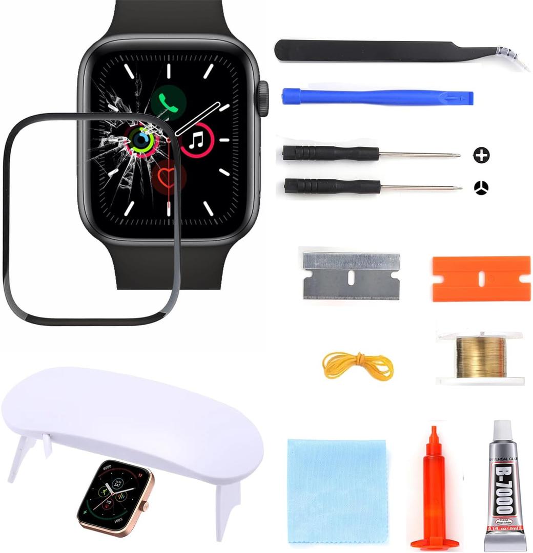 Watch 7/8 Series 45MM Screen Replacement, Front Outer Glass Lens Repair Kit, Compatible with Apple Watch Series 7/8 (No LCD Screen & Touch Digitizer)