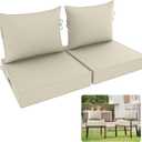 Deep Seat Patio Cushions 24 x 24 Inch Waterproof Outdoor Chair Cushions Set of 2 Loveseat Cushions for Outdoor Furniture 5'' Thick Patio Furniture Cushion with Handle Straps, Khaki (24 x 24 Inch - 2Set)