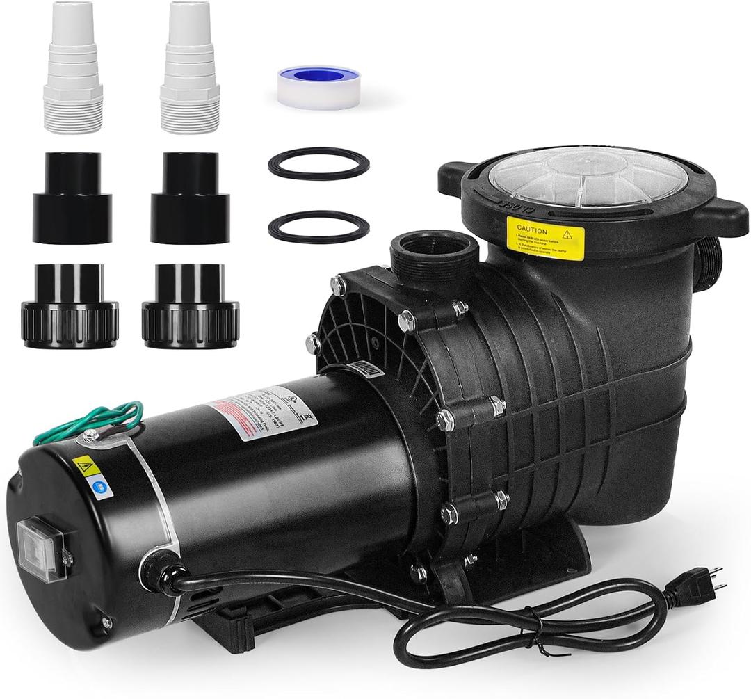 2HP 6825GPH 110/220V Dual Voltage Inground/Above Ground Swimming Self Primming Pool Pump with Strainer Basket, 1.5" and 2"Pipe Fitting