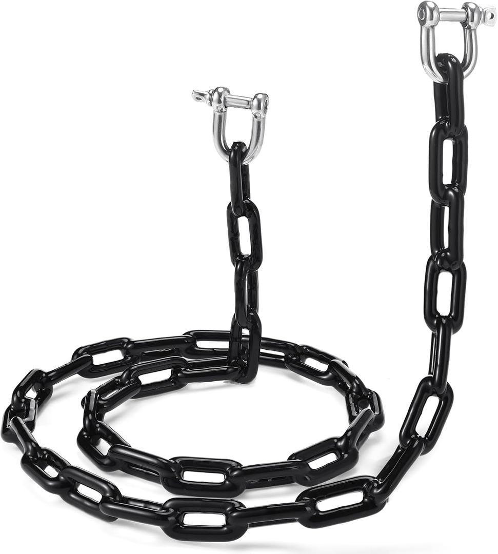PVC Coated Boat Anchor Chain 1/4 Inch x 4 ft or 5 ft Anchor Chain for Boats with Stainless Steel Shackles Boat Safety for Kayak