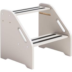 Wooden Toddler Step Stool with Handles, Non-Slip Two-Step Stool for Kids, Height Adjustable, Safe Potty Training Stool for Bathroom, Kitchen, Bedroom
