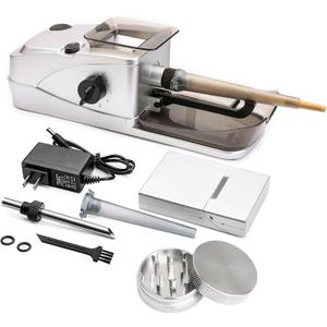 Electric Rolling Machine Set with Manual Herb Grinder and Pre-Roll Holder Case - Grind, Pack King Size Cones