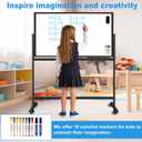 BSTPCOO Magnetic Dry Erase Board with Stand, Double-Sided 36"x24" White Board with Stand, Mobile Whiteboard Rolling Whiteboard on Wheels for Kids & Adults, 2 Eraser, 10 Markers, 12 Magnets