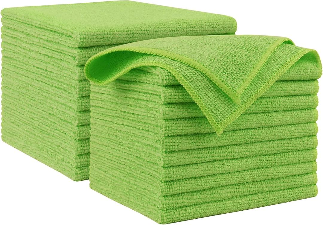 AIDEA Microfiber Cleaning Cloth, 20PK, Microfiber Towels for Cars, Premium All Purpose Car Cloths, Dusting Cloth Cleaning Rags, Absorbent Towels for SUVs, House, Kitchen, Window, 12"12", Green