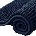 SUBRTEX Bathroom Rugs Chenille Bath Rug Soft Short Plush Bath Mat Soft Shower Mat Water Absorbent Shower Mat Quick Dry Machine Washable, (Navy,16" x 24")