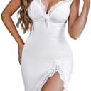 Avidlove Lingerie for Women Sexy Lace Nightgowns Side Slit Sleepwear V Neck Babydoll Chemise L