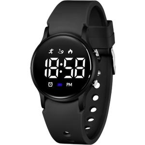 BEN NEVIS Kids Watch for Boys Girls Waterproof Digital Watch for Kids with Pedometer, Vibration Alarm Clock, Stopwatch, Calendar, No App for Ages 5-18 (01-Black)