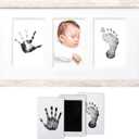 Pearhead My Little Prints Newborn Handprint & Footprint Frame Kit - No Mess Clean Touch Ink Pad, Gender-Neutral Keepsake, Ideal Shower Gift, Nursery Decor, Distressed Wood (17 x 9.5)