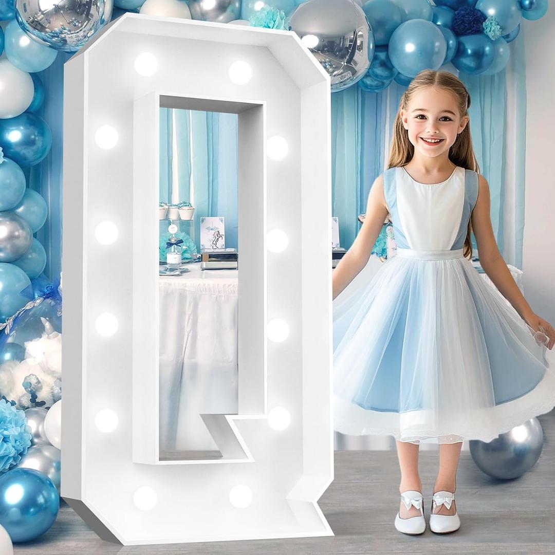 Ledido 4FT Marquee Light Up Letters Q, Easy to Assemble Cool White Marquee Letters 4 Feet Tall for Indoor & Outdoor Events, Large Lighted Letter for Birthday Graduation Baby Shower Party Decorations