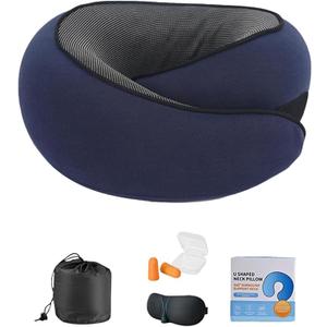 Travel Pillows for Airplanes,2025 New Neck Travel Pillow – Memory Foam Neck Pillow with 360° Support,Compact & Ergonomic for Airplane,Car,Office & Home,Stowable Travel Pillow for Adults (Dark blue)
