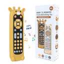 Orzbow Baby Remote Control Toy for 6 Month+ with Silicone Giraffe Teether Cover, TV Remote Toy with Realistic Light and Sound - English, French and Spanish for Infant Musical Toys, BPA Free, Black