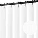 MIULEE Extra Long Linen Shower Curtain 84 Inch Long with 12 Metal Hooks Washable Heavy Fabric Shower Curtain Set Waterproof Thick Cloth Shower Curtain for Bathroom Hotel Bathtub,72 x 84,White