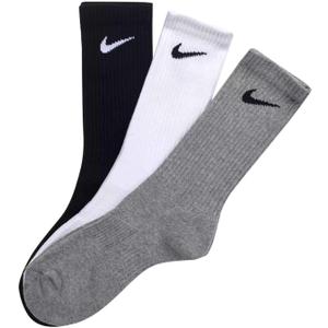 Nike Women's Performance Cushion Crew Training Socks (3 Pairs) (Large, White/Black/Grey)