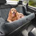 Large Dog Car Seat Under 100LBS, Dog Car Bed with Safety Tethers/ Storage Pocket, Only for Back Seat-Gray