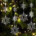 36 Pcs Christmas Snowflake Ornaments Crystal Iridescent Christmas Tree Ornaments Clear Plastic Hanging Acrylic Snowflake Xmas Tree Decor for Paty Decor, 3 Size 1.7 Inch/3 Inch/4 Inch(Clear)