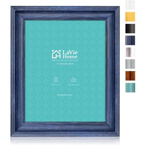 LaVie Home 8x10 Picture Frames (3 Pack, Blue Wood Grain) Rustic Photo Frame Set with Tempered glass for Wall Mount & Table Top Display