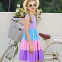 Lovekider Little Girls Casual Cotton Sleeveless Dresses Summer Swing Twirly Sundress Kids 3D Cute Sun Dress 4-8T (5T, Pink Purple Blue)