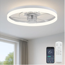 20‘’ Ceiling Fan with Light, Upgraded Low Profile Fan, Flush Mount Ceiling Fan, 6 Speeds, Dimmable LED, App & Remote Control, Quiet DC Motor, for Bedroom, Living Room, F115 White