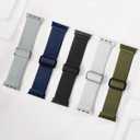 Nylon Apple Watch Bands Unisex - iWatch 1/2/3/4/5/6/7/8/9/SE/Ultra 2 Bands for 38mm/40mm/41mm/42mm/44mm/45mm/49mm - Variety Multipack 1-8 (Pack O: Black, White, Navy Blue, Army Green, Gray)