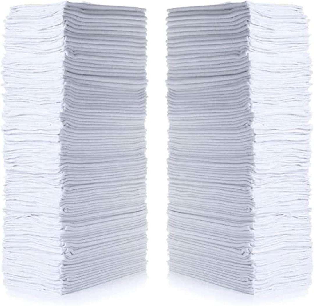 Simpli-Magic Cotton Shop Towels 14"x12" (145 Pack)  Reusable Cleaning Shop Rags for Automobiles, Industries, Garage and Homes (White)