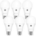 A19 Dusk to Dawn Sensor LED Light Bulbs Outdoor, Daylight 5000K, Energy Efficient 9W(60 Watt Equivalent), E26 Standard Base, Auto on/Off Photocell Automatic, 25,000 Hour Lifetime, 6-Pack