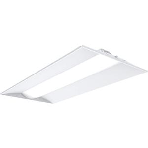 Lithonia Lighting 2x4 LED Troffer Light, Stack Switch LED Drop In Ceiling Light for Dropped Ceiling, 4000/5000/6000 Adjustable Lumens, 3500K/4000K/5000K Switchable Color Temperature, White, 2 Feet by 4 Feet