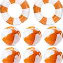 8Pcs Inflatable Pool Float Set Includes 2Pcs 22.8" Swim Ring & 6Pcs 16" Beach Ball Bulk PVC Summer Water Toys for Swimming Pool Beach Hawaiian Tropical Party Favors Decorations Supplies