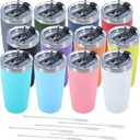 Dongni 20oz Tumbler Bulk Stainless Steel Vacuum Insulated Tumblers with Lid Double Wall Travel Mug Powder Coated Coffee Cup, Suitable for Ice Drinks and Hot BeverageMix 12 pack