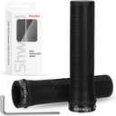 Bike Handlebar Grips, Single Lock on MTB Grips, Non-Slip Mountain Bike Grips, Soft and Comfortable Bicycle Grips for BMX, MTB, Scooter, Cruiser, Folding Bike Replacement Accessories (Black)