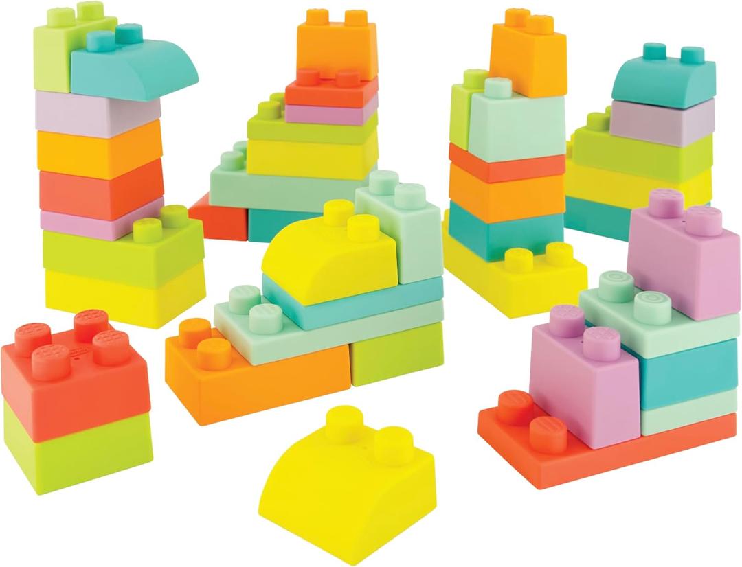 Infantino Super Soft 1st Building Blocks Jumbo Playset  Soft Blocks for Babies and Toddlers, Perfect for Stacking, Squishing, and Imaginative Play, 43-Piece Set