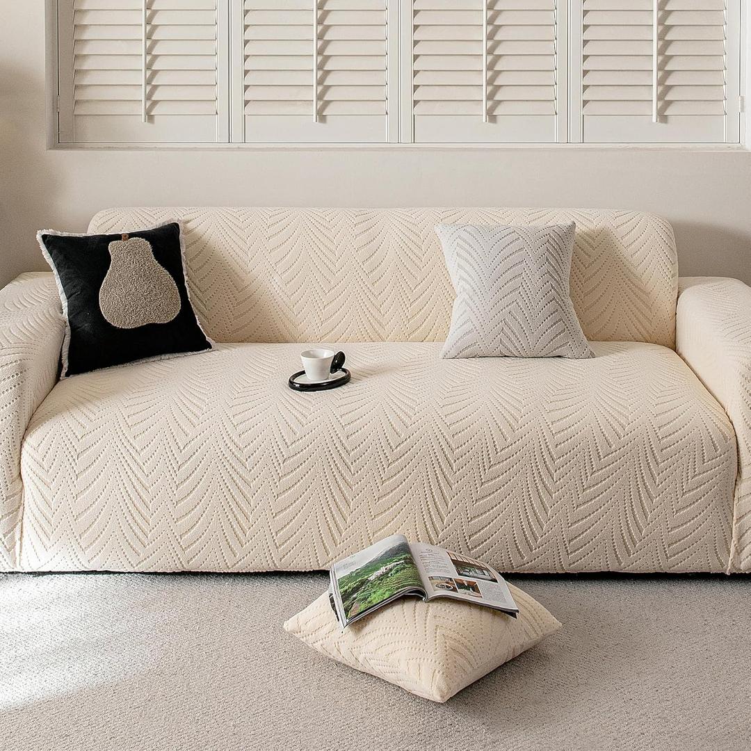 Stretch Sofa Cover for 2-3 Cushion Couch, Washable Couch Cover for Sofa & Loveseat, Non-Slip Sofa Slipcover for Furniture Protection, Soft Couch Covers for Sofa, Pet Friendly