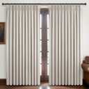 Pinch Pleated Blackout Curtains 70 Inches Wide for Living Room, Room Darkening Linen Blend Tan Viral Large Window Curtains for Bedroom Thermal Soundproof Natural Drapes 70"W x 96"L x 2Panels