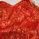 Women Halter Tassel Fringe Romper Layered Fringe Mini Dress Sexy Backless Short Jumpsuit Playsuit Disco Birthday Dance Outfit (Red, M)
